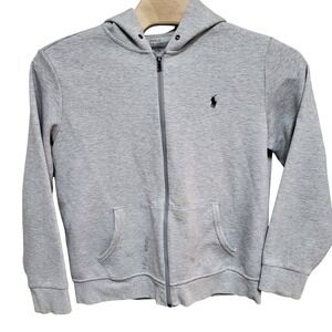 Polo Ralph Lauren Men's XL Light Gray Full Zip Hoodie Sweatshirt Pony READ